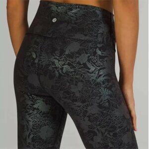 NWT Lululemon Sz14 Wunder Under High-Rise Tight 25" *Shine Black Iridescent Foil